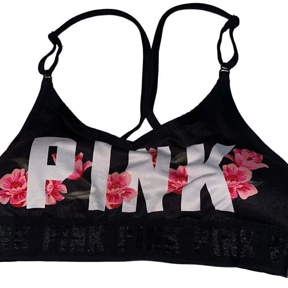 PINK Victoria's Secret Black Strappy Bra W/ Removable pads Ladies XS